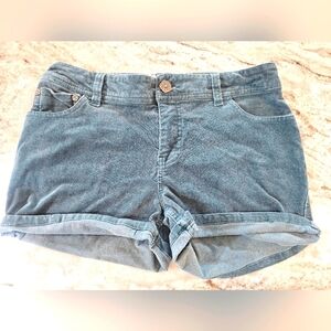 Hot Kiss Women’s 11/12 Teal Corduroy Shorts Cuffed Y2K Retro